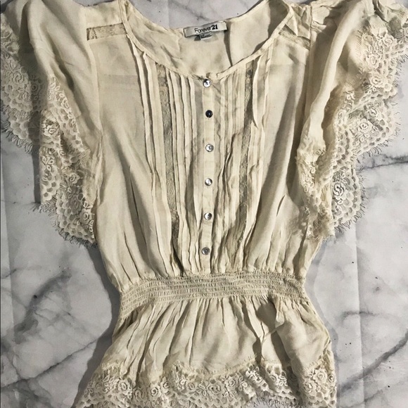Forever 21 Tops - Forever 21 Cream Vintage Look Top